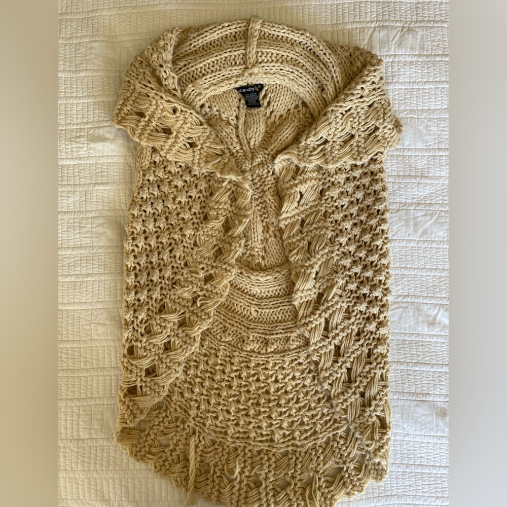 Women's Chaudry KC Shawl Collar Cable Knit Vest Size Medium